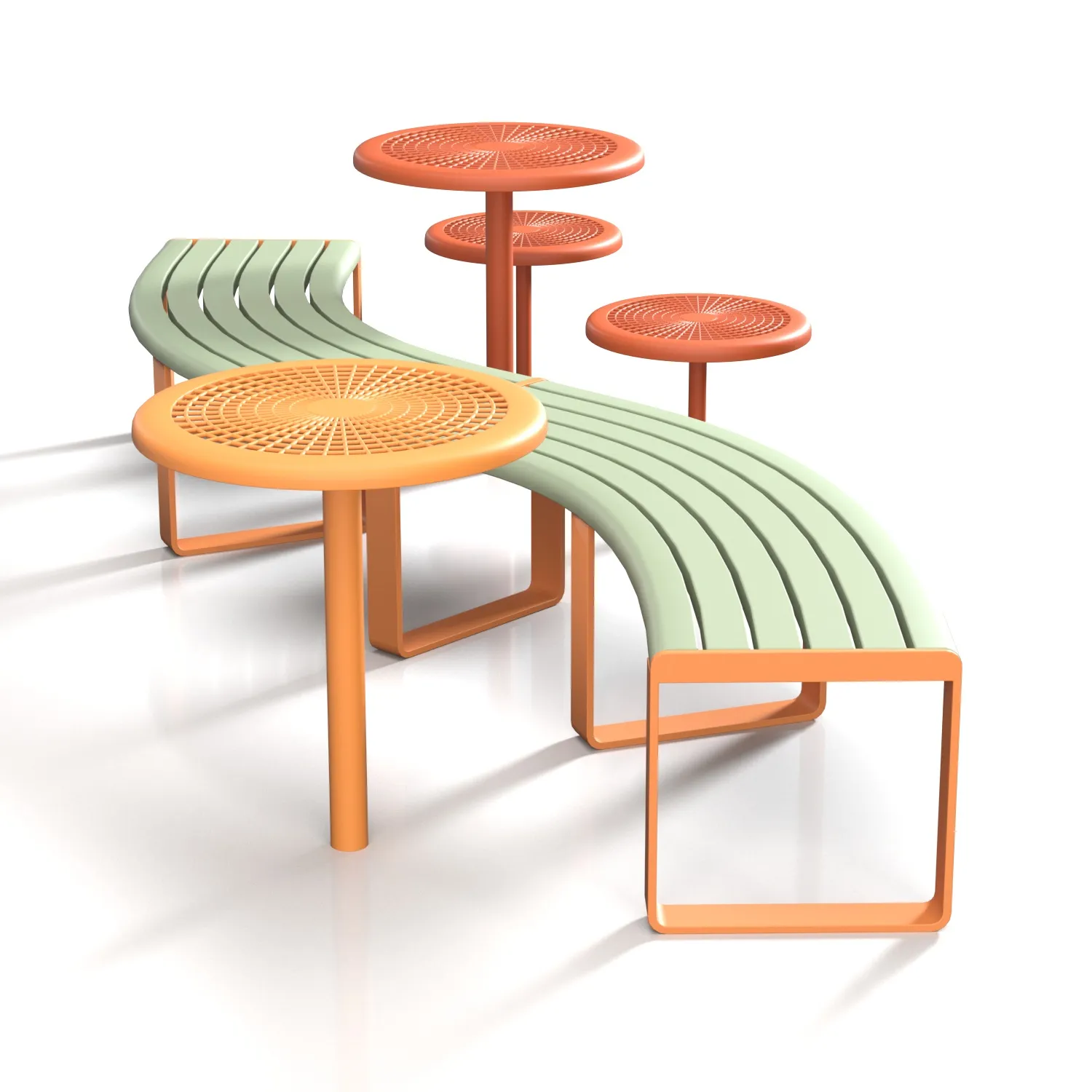 Linea Curved Seat and Bench 3D Model_03